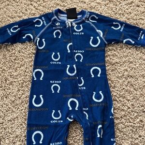 Blue Colts infant footie pajamas
